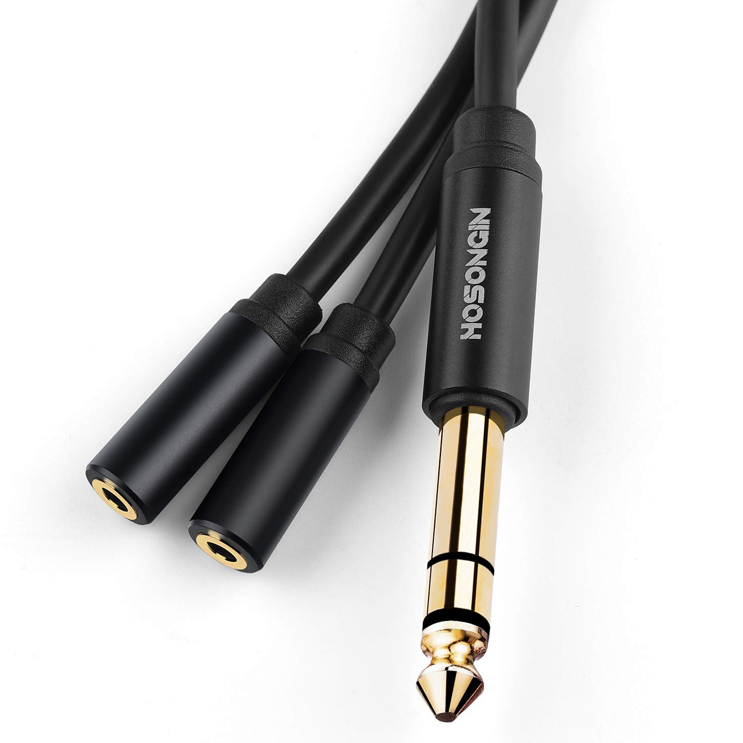 Buy HOSONGIN 1/4 inch TRS to Dual 3.5mm Y Cable - 1.5ft Black Copper Wire & Gold Plated Connectors for Headphones