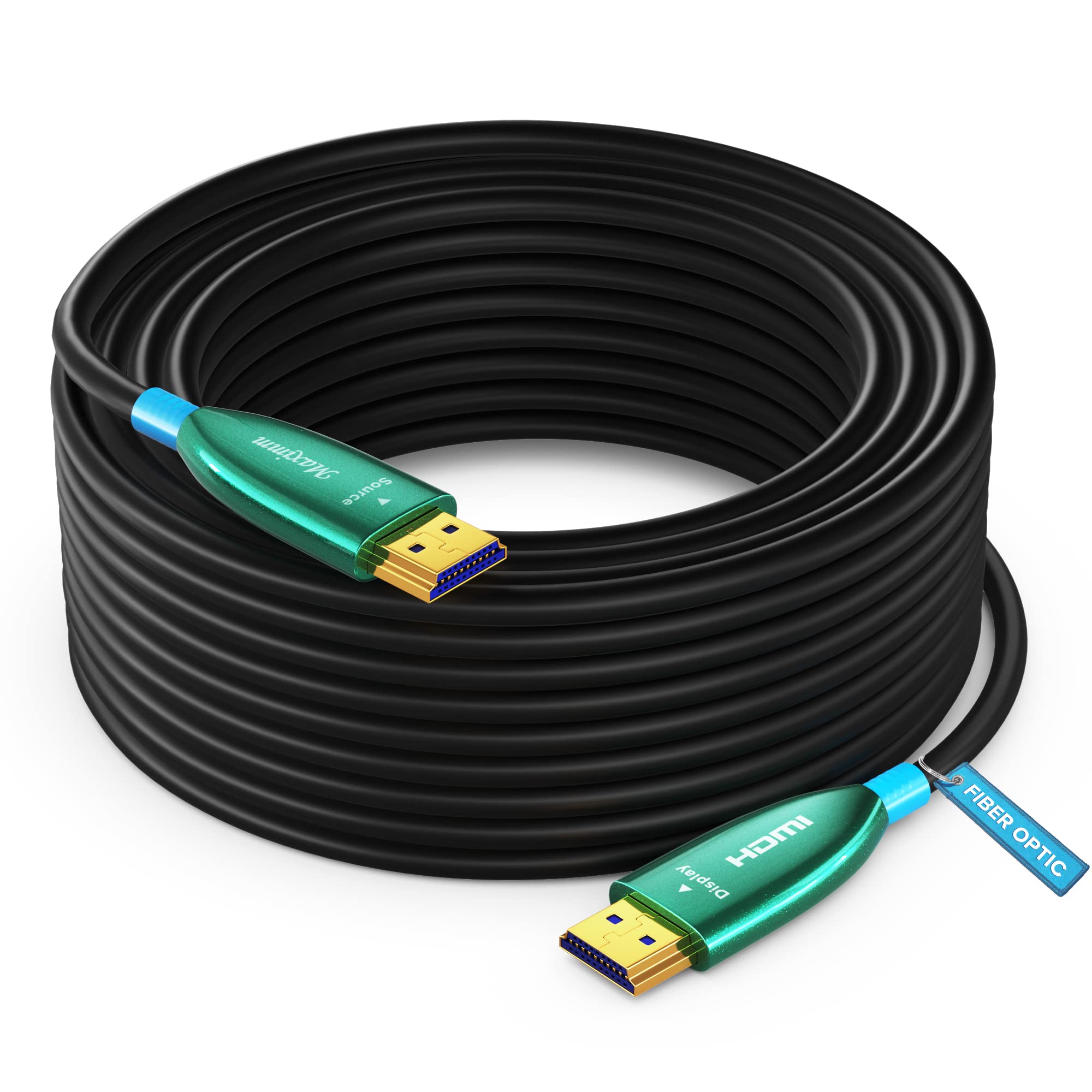 Maximm 100ft 4K HDMI Cable - High-Speed Fiber Optic, 18Gbps, 4K60Hz, HDCP 2.2, 3D ARC-Compatible