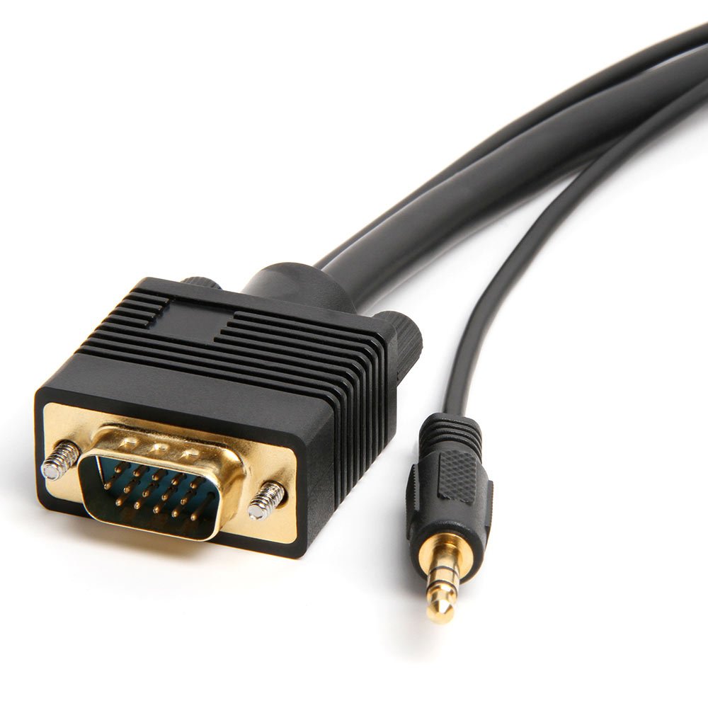 Cmple 25ft VGA SVGA Monitor Cable with Gold Plated Connectors & 3.5mm Audio - Full HD Male-to-Male for HDTVs