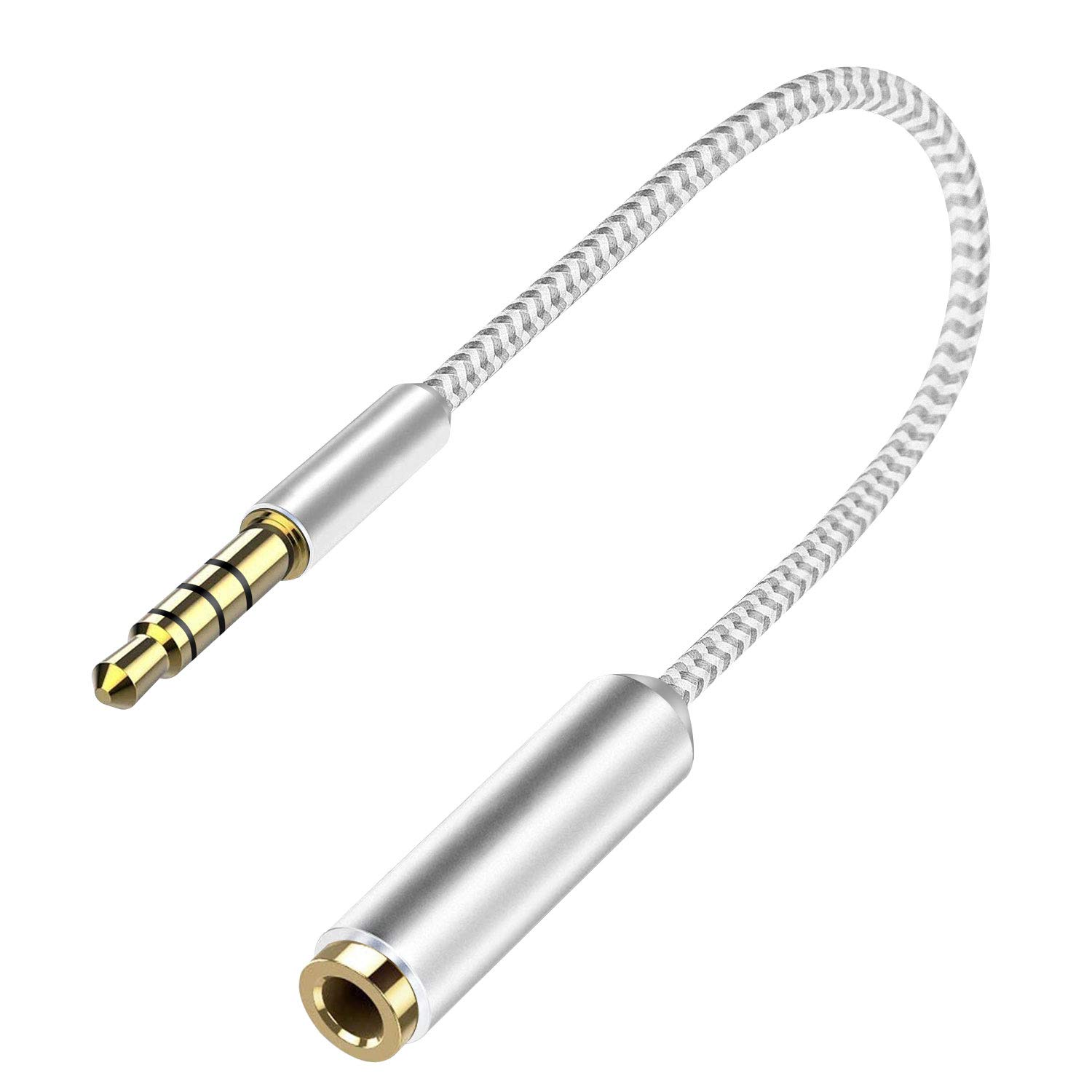 Cellet Gold Plated 3.5mm TRRS Audio Adapter for Mobile Readers & Headphones - 6 Inch White