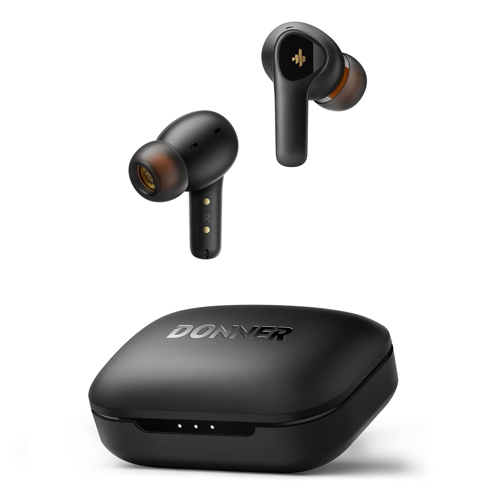 Donner Noise Cancelling Wireless Earbuds - Bluetooth 5.2, 32H Playtime, 4 Mic Calls, Custom EQ App - Dobuds ONE in Black