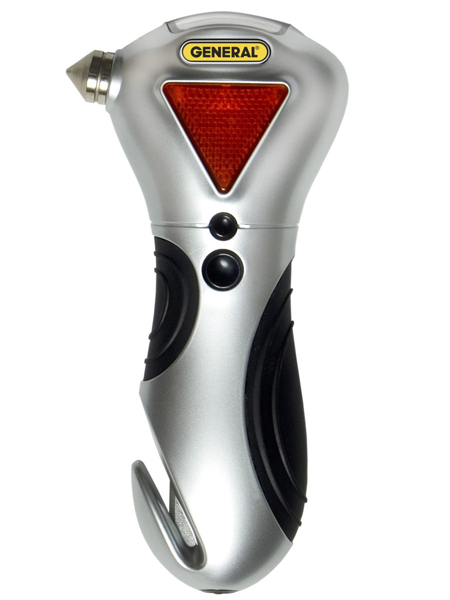 General Tools 7902 4-in-1 Car Escape Tool: Window Breaker, Seat Belt Cutter & LED Flashlight