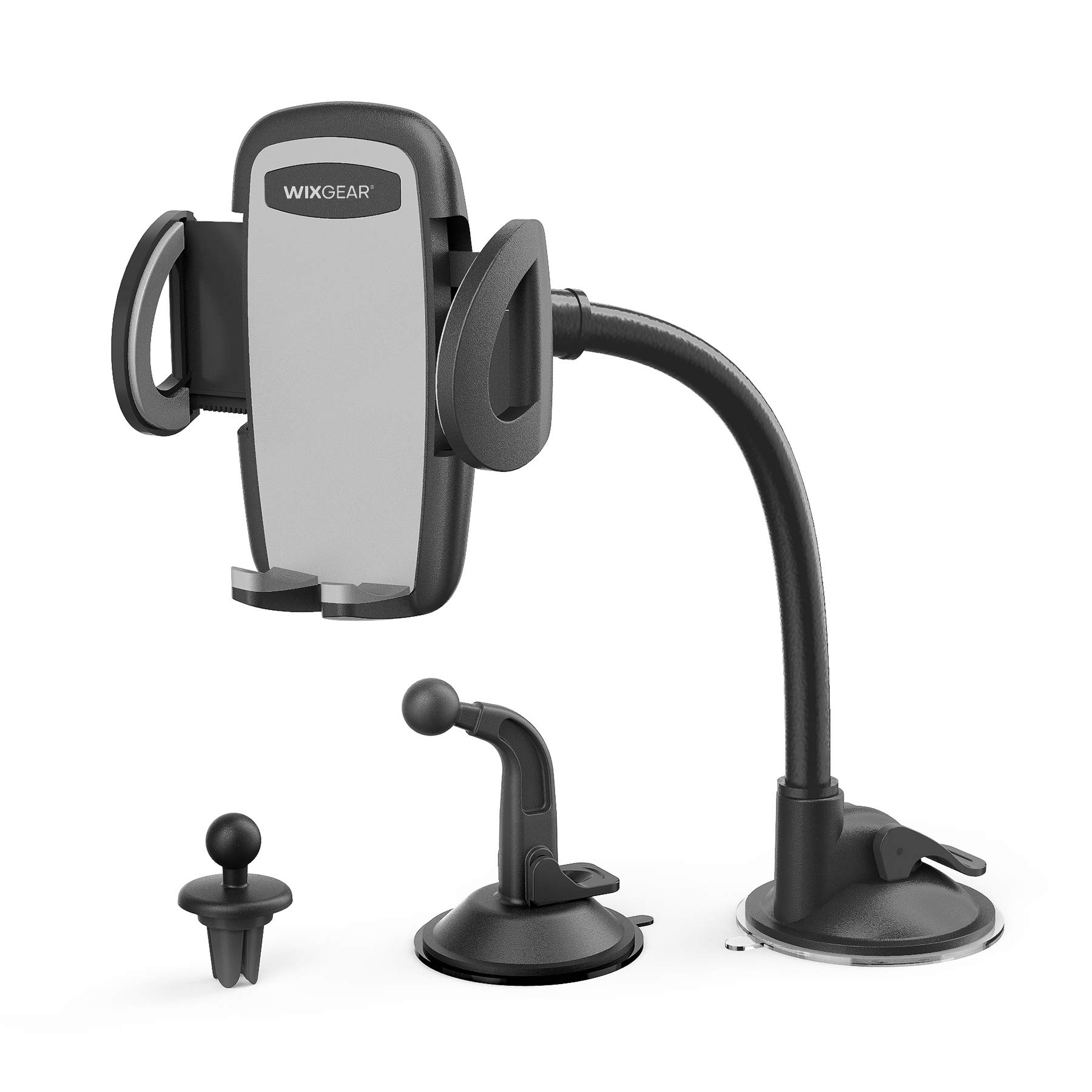 WixGear 3-in-1 Universal Car Phone Mount: Dashboard, Windshield & Air Vent Holder for All Cell Phones