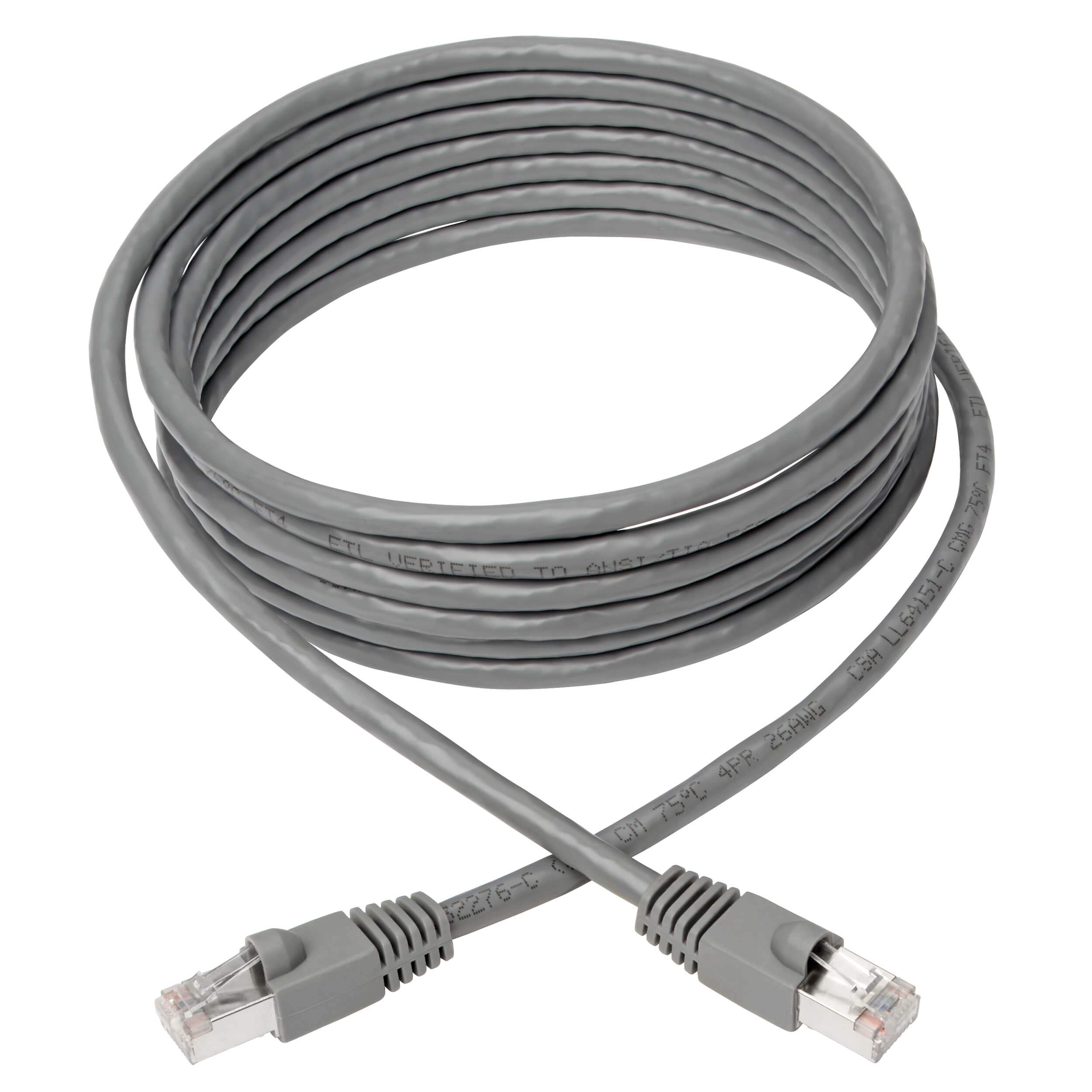 Tripp Lite Cat6a 10G Ethernet Cable 12ft - Snagless STP Network Patch Cable (RJ45) with Warranty - Gray N262-012-GY