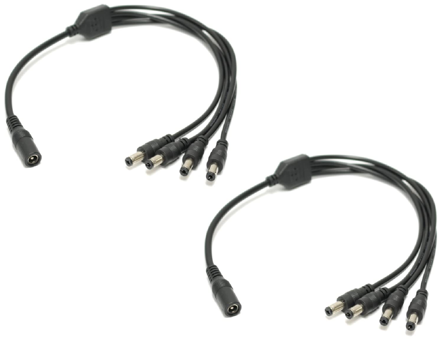 SOLTECH 4-Way DC Power Splitter for Security Cameras - 2-Pack 5.5x2.1mm Y Adapter for 12V CCTV Systems