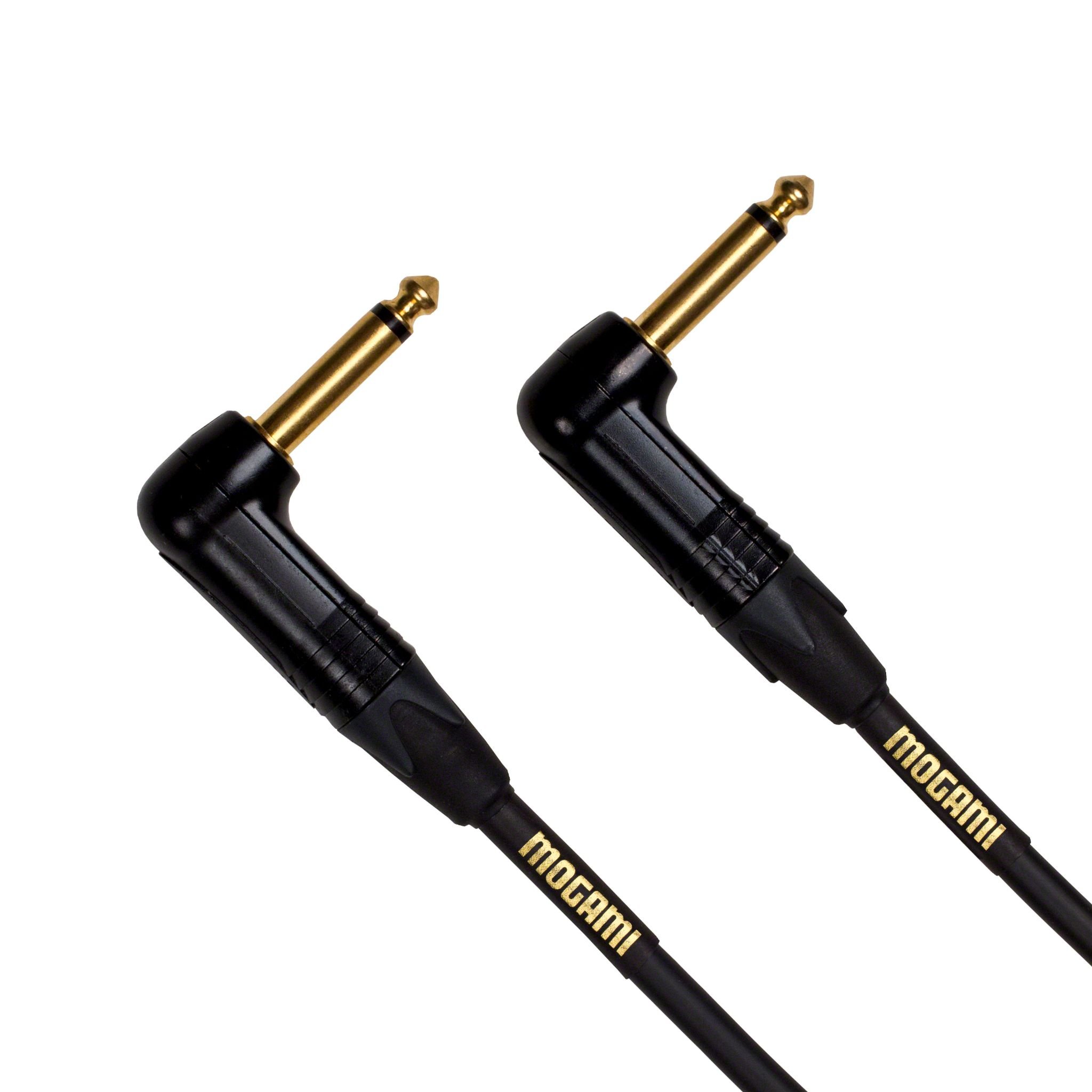 Mogami Gold INSTRUMENT-10RR 10ft Guitar Cable with Right Angle Connectors & Gold Plugs - Premium Sound Quality