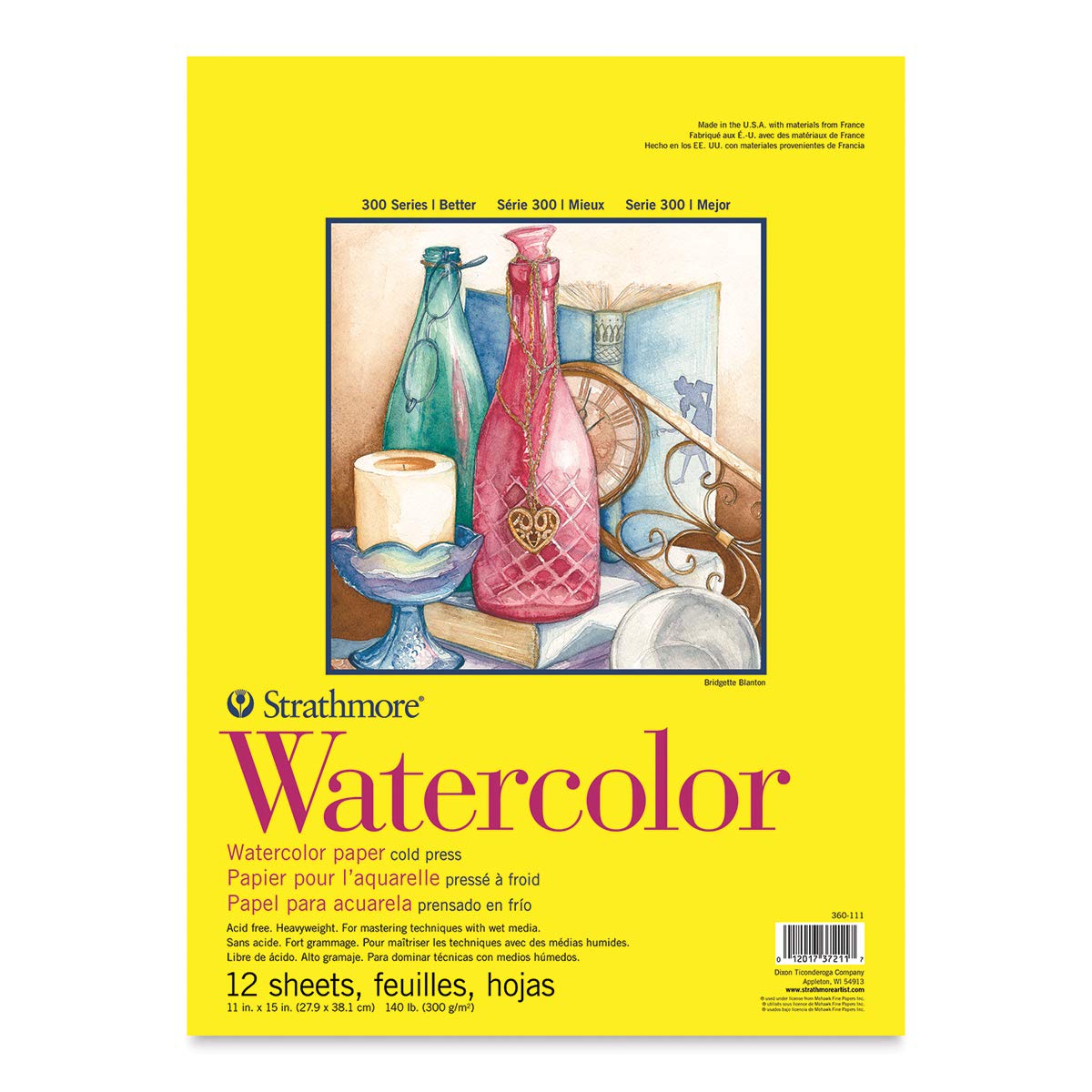 "Strathmore 300 Series Watercolor Paper Pad 11x15" - 12 Sheets, 140lb for Artists & Students - Ideal for Watercolors & Mixed Media"