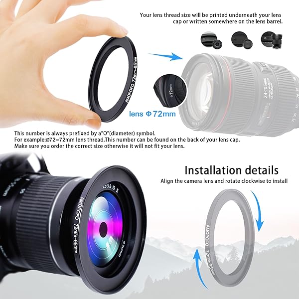 72mm to 95mm Step Up Ring Filter Adapter for Camera UV ND CPL Metal Filter - Image 5