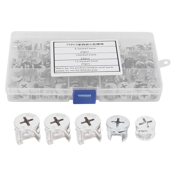 75pcs Cam Lock Fittings Set - 3-in-1 Connector Fasteners & Screws for Furniture Assembly