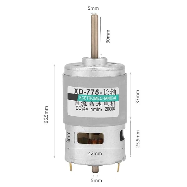High Power 775 DC Motor with Extension Shaft - 12V/24V, 20000 RPM for Optimal Performance - Image 4