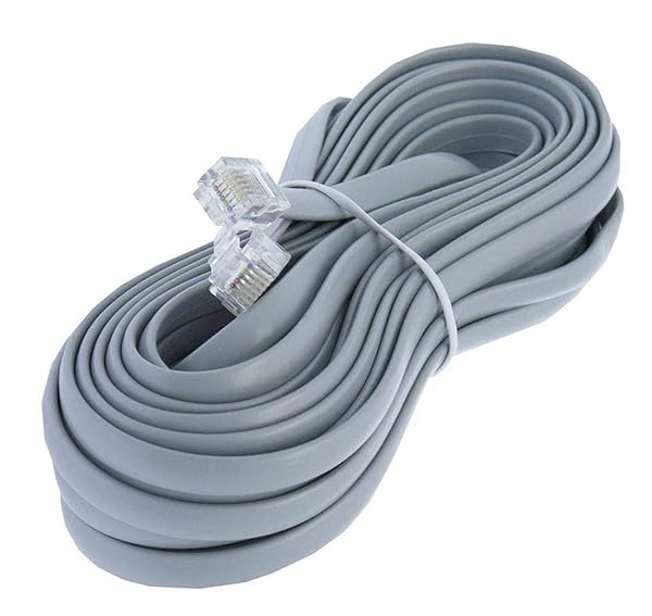7ft Heavy Duty RJ12 Silver Satin Telephone Line Cord 6 Conductor 6P/6C Reverse Wired by Corpco - Image 2