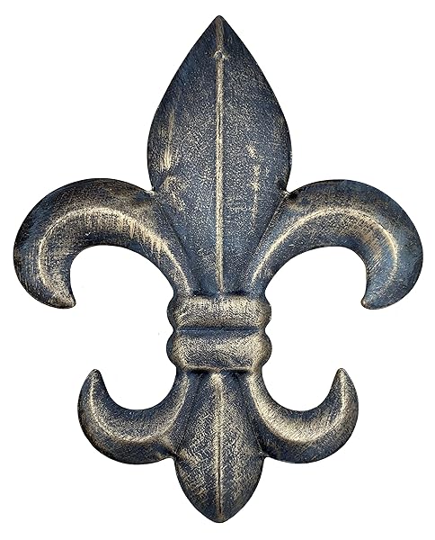 "8" Metal Fleur De Lis Wall Plaque - Rustic Creole Tuscan Decor in Weathered Bronze"