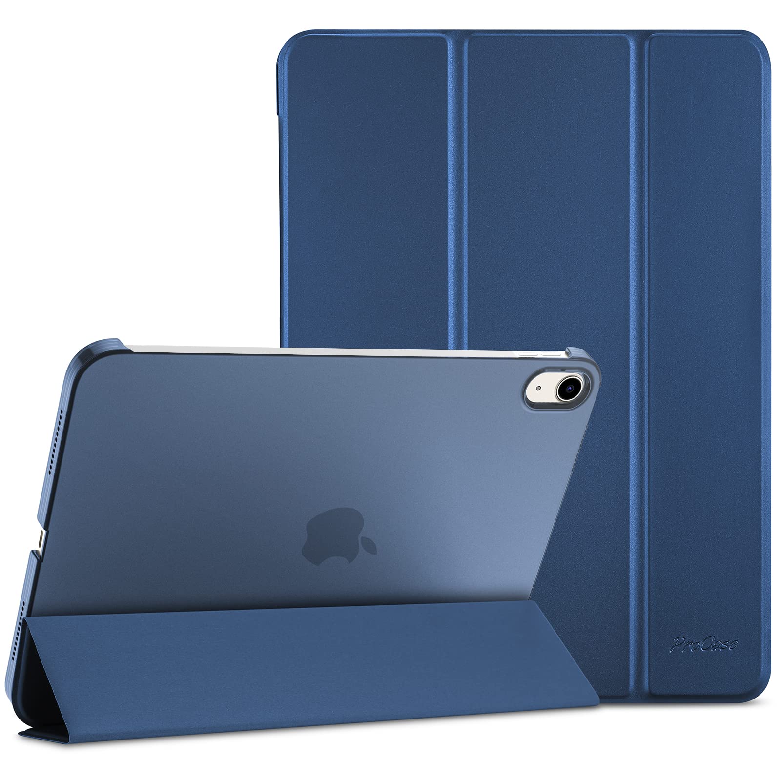 "ProCase iPad 10th Gen Case 10.9" 2022 - Slim Stand, Translucent Back, Touch ID, Auto Wake/Sleep - Navy Protective Cover"