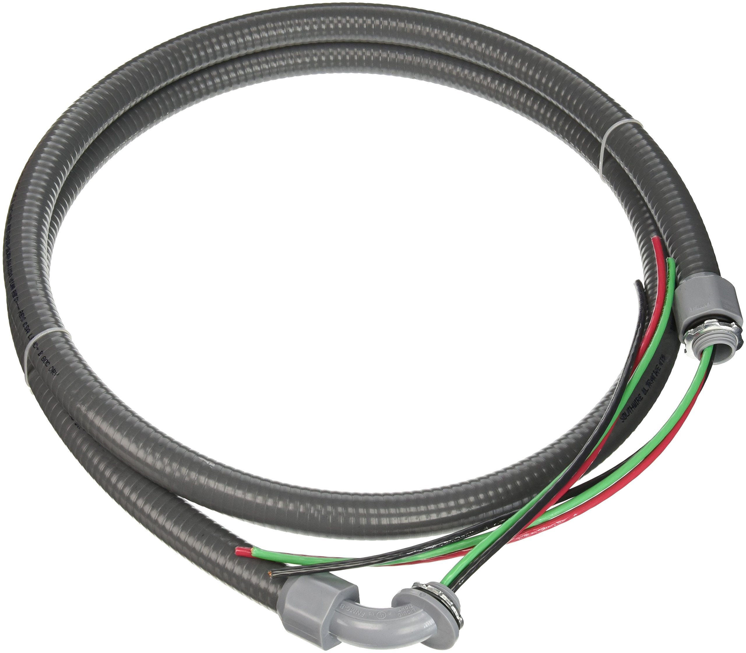 "Southwire Liquid Tight Flexible Whip 1/2" x 6 Ft PVC Grey - Durable Electrical Conduit Solution"