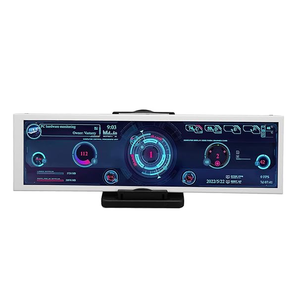 8.8 Inch Computer Temperature Monitor, AIDA64 CPU GPU SSD Data Monitor, for LinuxWindows, Touchscreen PC Sensor Panel Display, Computer Case