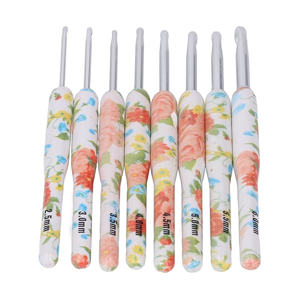 8Pcs Crochet Hook Set, Ergonomic Knitting Needles with Soft Grip for Arthritic Hands Yellow Small Flower