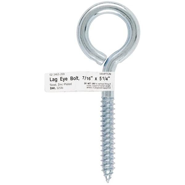 ACE ACE Hampton Zinc-Plated Steel Lag Thread Eyebolt 7/16 in. S x 5-1/4 in. L - Pack of 10 for Heavy-Duty Projects