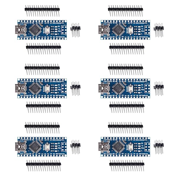 ACEIRMC Arduino Nano V3.0 (6 Pack) - CH340/ATmega328P Boards Without USB Cable, Compatible & Affordable