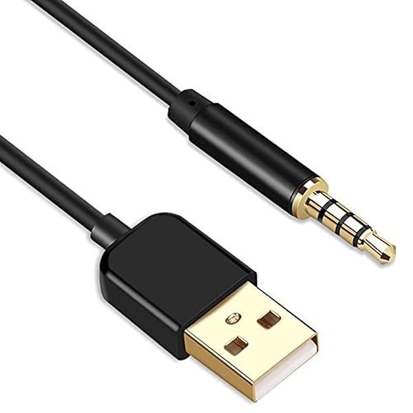AGPTEK 3.5mm Jack to USB 2.0 Charge & Data Sync Cable for MP3/MP4 Players - 0.8m Gold-Plated, Black - Image 2