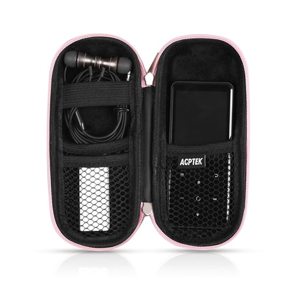 AGPTEK Pink EVA Hard Case for Digital Voice Recorders, MP3 Players & Accessories - Durable Zippered Protection - Image 3