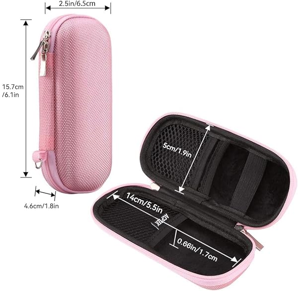 AGPTEK Pink EVA Hard Case for Digital Voice Recorders, MP3 Players & Accessories - Durable Zippered Protection - Image 4