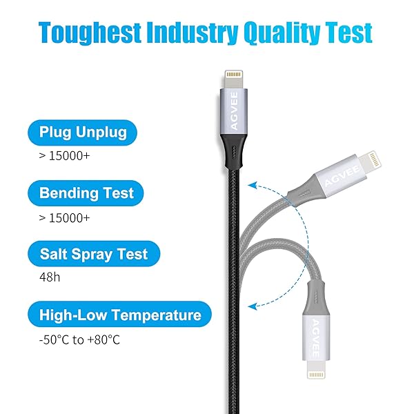 AGVEE 2 Pack 4 inch 30W USB-C Female to Lightning Cable Adapter, Type-C to 8 Pin Male PD Fast Charging Converter Cord Data Sync Connector for iPhone 13 12 11 Airpods iOS Device, Carplay, Dark Gray - Image 5