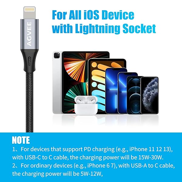 AGVEE 2 Pack 4 inch 30W USB-C Female to Lightning Cable Adapter, Type-C to 8 Pin Male PD Fast Charging Converter Cord Data Sync Connector for iPhone 13 12 11 Airpods iOS Device, Carplay, Dark Gray - Image 7