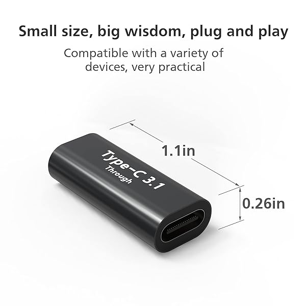 AGVEE 2 Pack USB C Female to Female Adapter PD 100W Quick Charge USB 3.2 3.1 Gen2 Type C Data Coupler for MacBook Pixel S21 S20 S10 S9 Black - Image 3