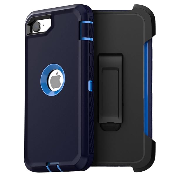 AICase AICase Heavy Duty Protective Case for iPhone SE 3rd 2nd Generation with Belt Clip Holster and Built-in Screen Protector Admiral Blue