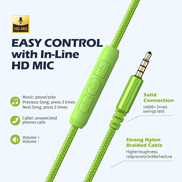 AILIHEN C8 Wired Headphones with Microphone and Volume Control for School Smartphones Laptops Tablets Airplane Travel Blue Green - Image 5