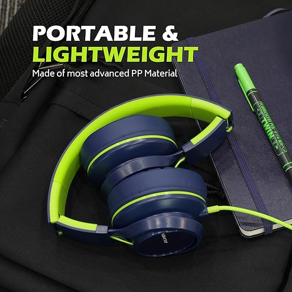 AILIHEN C8 Wired Headphones with Microphone and Volume Control for School Smartphones Laptops Tablets Airplane Travel Blue Green - Image 6