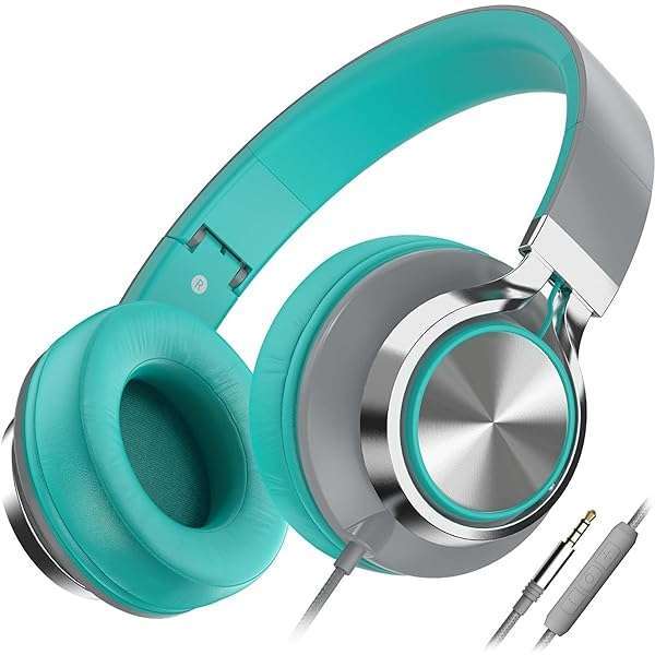 AILIHEN C8 Wired Headphones: Lightweight Folding Headset with Microphone & Volume Control for Phones, Tablets & Laptops