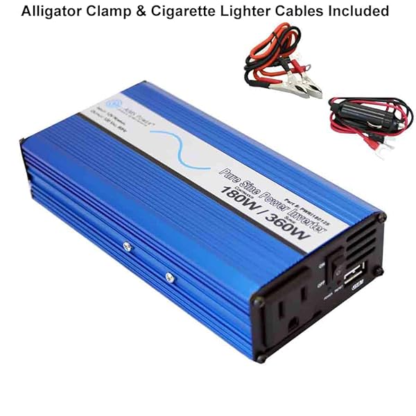 Buy AIMS 180W Pure Sine Inverter - 360W Peak, USB Port, Cables Included - Non UL Listed Power Solution - Image 6
