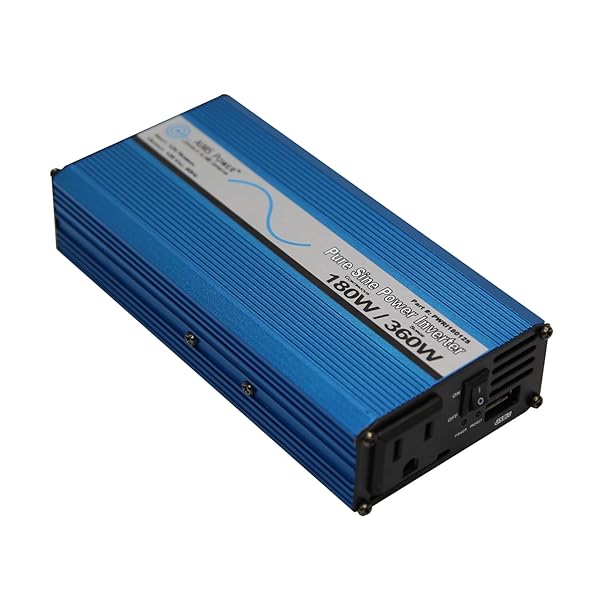 Buy AIMS 180W Pure Sine Inverter - 360W Peak, USB Port, Cables Included - Non UL Listed Power Solution - Image 2