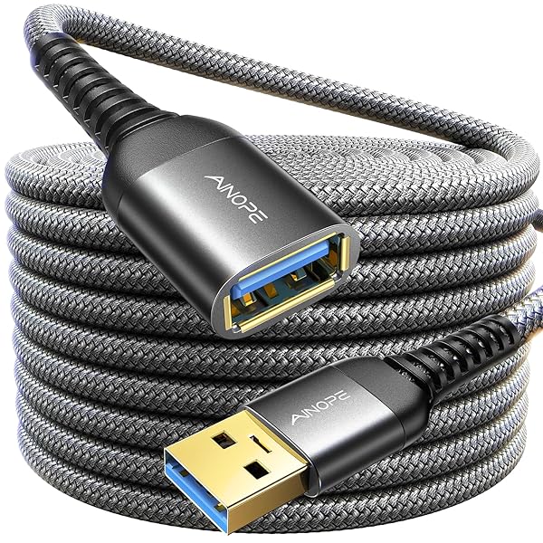 AINOPE USB Extension Cable 6.6FT USB 3.0 Male to Female High Data Transfer Compatible with Webcam Keyboard Flash Drive Hard Drive Printer Black