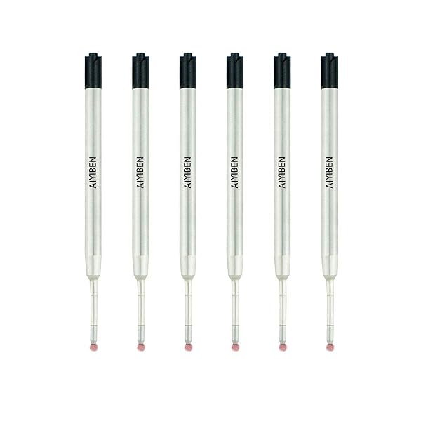 AIYIBEN 3.9'' Ballpoint Pen Refill - Smooth Writing Black Metal Refill (6 Pack) for Stylus & Ballpoint Pens