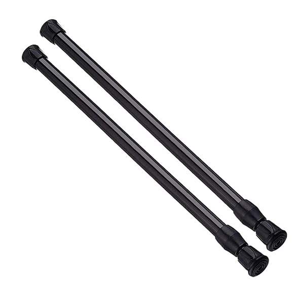 "Buy AIZESI Short Spring Tension Curtain Rods (Black, 16"-28", 2 Pcs) - Perfect for Small Spaces!"