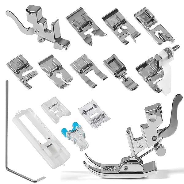 ALAMSCN 14pcs Presser Feet Set for Brother, Singer, Janome & More - Universal Low Shank Adapter Included