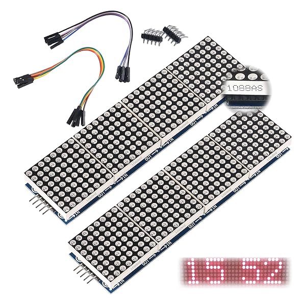 ALAMSCN MAX7219 Dot Matrix Module 32x8 - 4-in-1 LED Display for Arduino & Raspberry Pi (Pack of 2) - Fast Shipping!