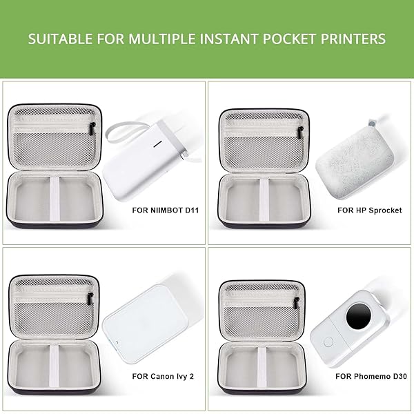 ALKOO Case for NIIMBOT D11 Label Maker and Phomemo D30 Storage Bag for Canon Ivy HP Sprocket Mini Printer Accessories Holder Box - Image 3