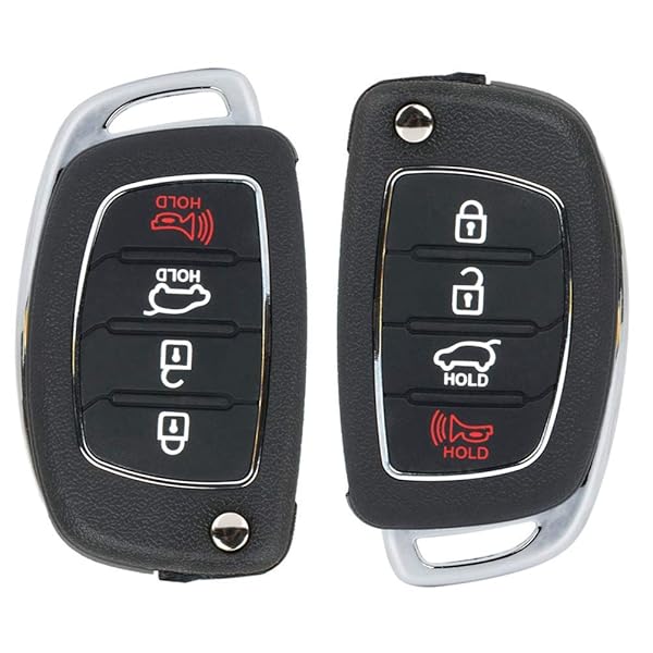 ANGLEWIDE ANGLEWIDE Key Fob Keyless Entry Remote Replacement for 2015 to 2017 Hyundai Sonata 4 Buttons Black 2pad