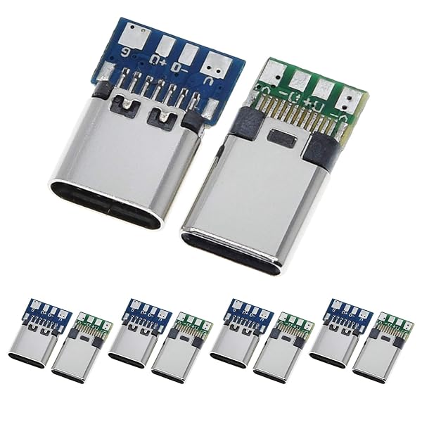 ANMBEST 10PCS USB 3.1 Type C Connectors - 24 Pin Male Female Sockets for Soldering & PCB Boards