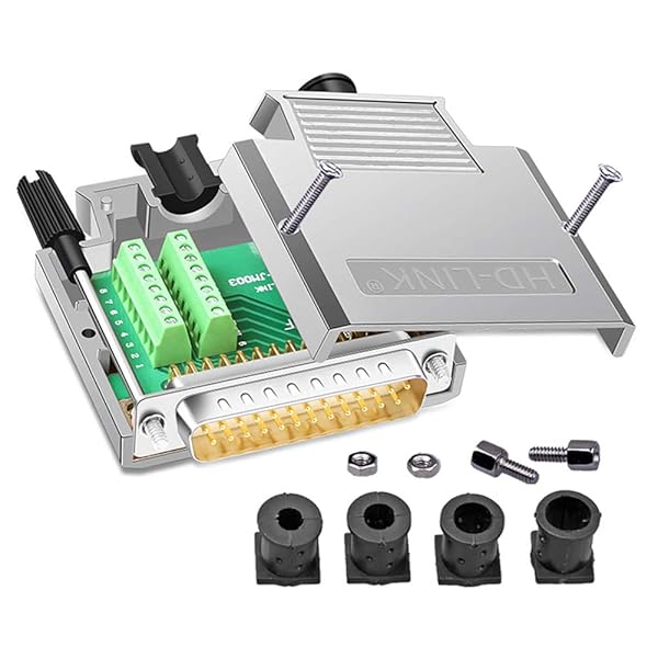 ANMBEST DB25 Breakout Connector: Solder-Free RS232 D-SUB 25-Pin Male Adapter with Metal Shell & Case