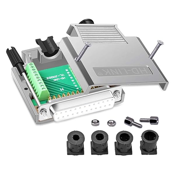 ANMBEST DB25 Breakout Connector: Solderless RS232 D-SUB 25-Pin Female Adapter with Metal Shell & Case