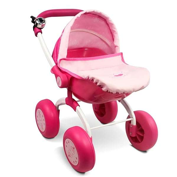 ANNIVIA Baby Doll Stroller - Foldable Metal Pram & Carriage for Kids | Perfect Doll Accessory