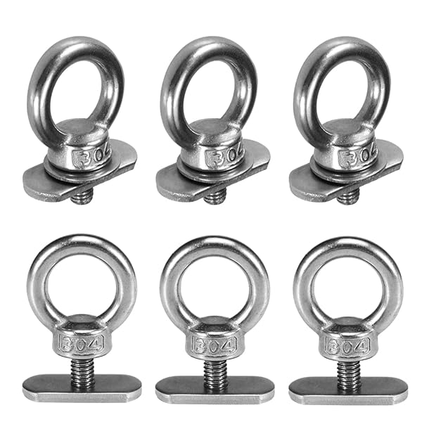 6-Pack AONTOKY Stainless Steel Kayak Track Mount Tie Down Eyelets for Canoes & Boats - Durable Bungee Cord Solutions