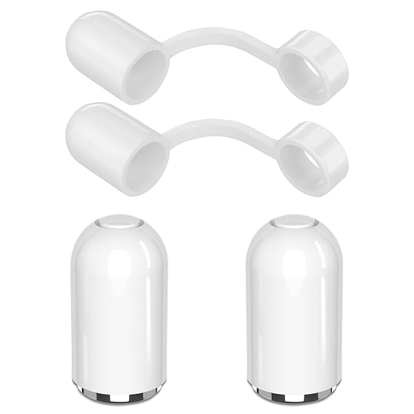 APETOO Magnetic Replacement Cap for Apple Pencil 1st Gen, 4-Pack with Anti-Lost Silicone Holder for iPad Pro 10 9 8 7 6, White