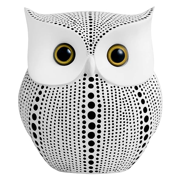 Handmade APPS2Car Owl Statue - Modern Polka Dot Bird Figurine for Home & Office Decor - Image 2