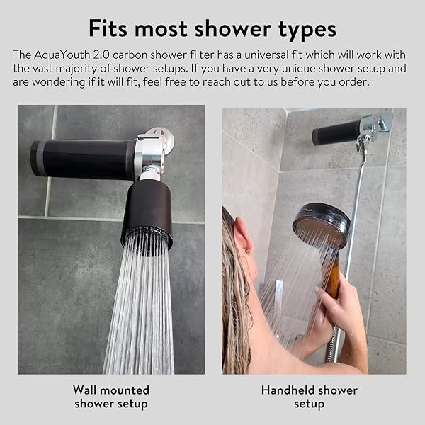 AQUAYOUTH 2.0 Carbon Shower Head Filter System Removes Chlorine Heavy Metals Great for Dry Skin Hair NSF Certified - Image 5