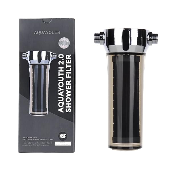 AQUAYOUTH 2.0 Carbon Shower Head Filter System Removes Chlorine Heavy Metals Great for Dry Skin Hair NSF Certified